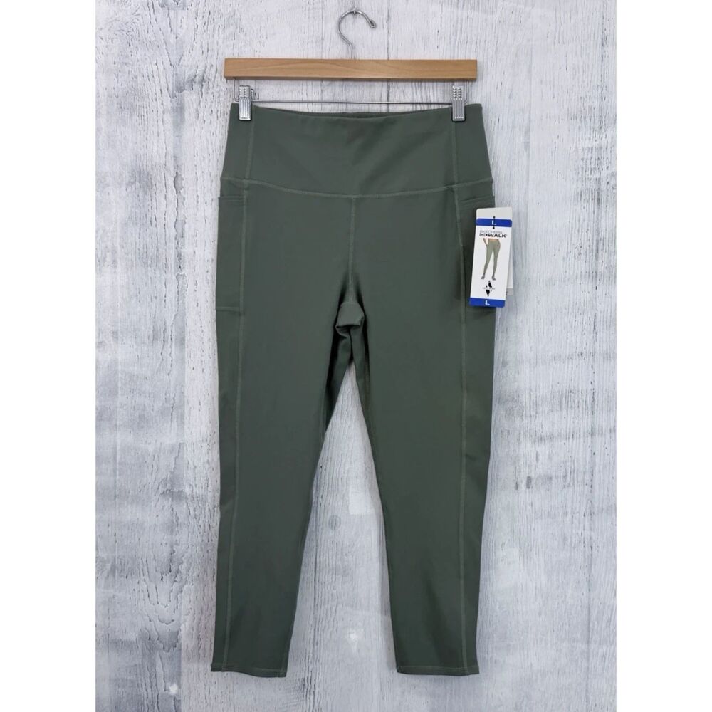 Skechers GOwalk Goflex High Waist 7/8 Legging Women's L Green Pockets UPF 40 NWT